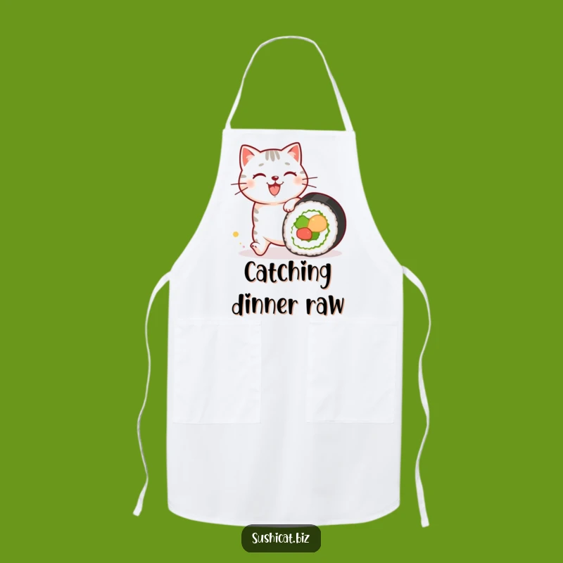 Funny Sushi Pattern Cat Apron: Cook with Culinary Flair and Fun