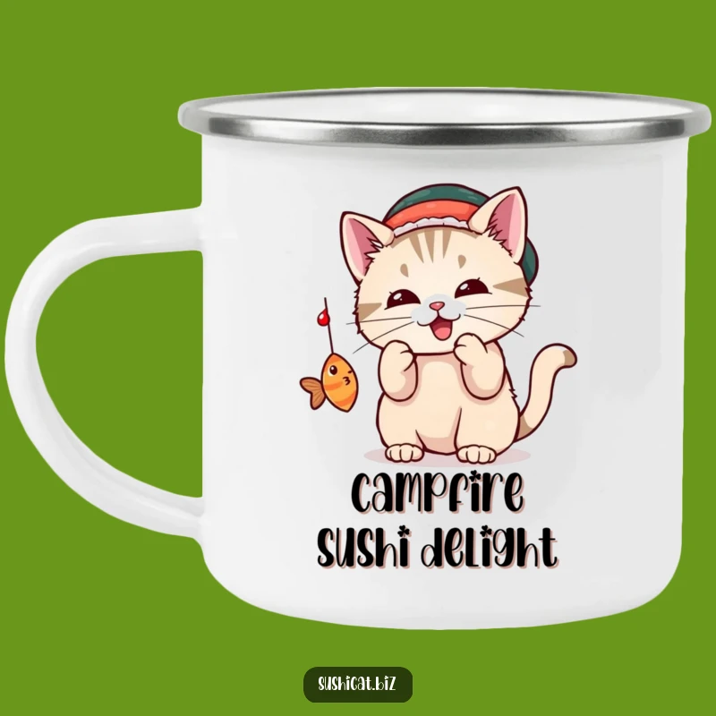 Funny Sushi Cat Camping Mug - Adorable Outdoor Feline Fun!