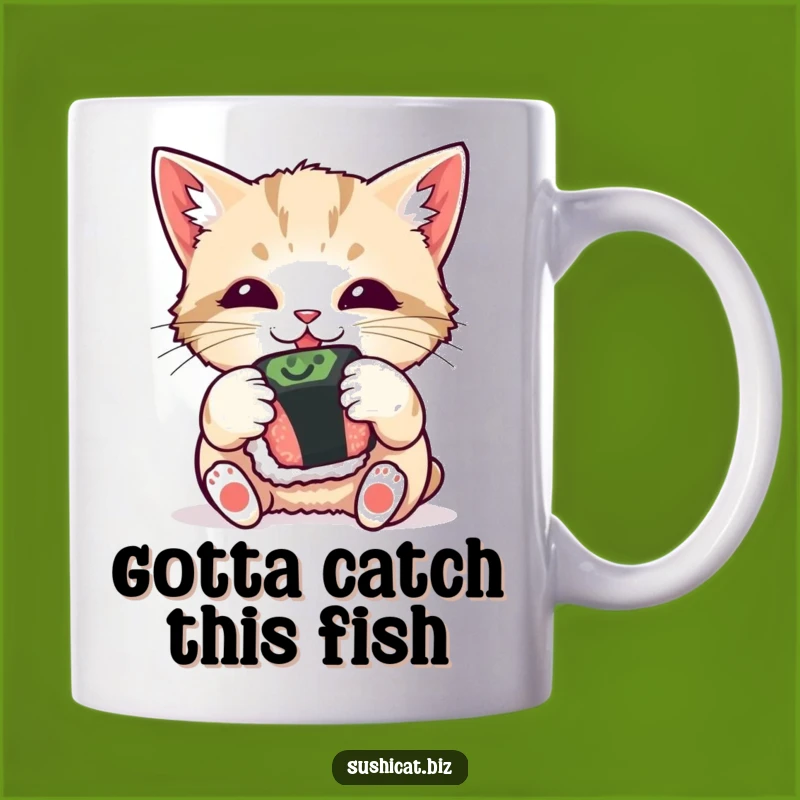 Funny Curious Cat with Sushi Mug - The Perfect Playful Gift for Cat Lovers