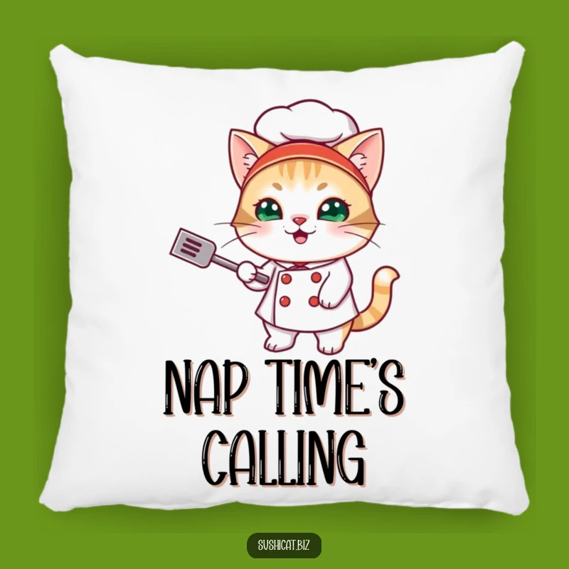 Funny Sushi Cat Chef Pillow: Cozy Cushion with Mischievous Feline Chef Design