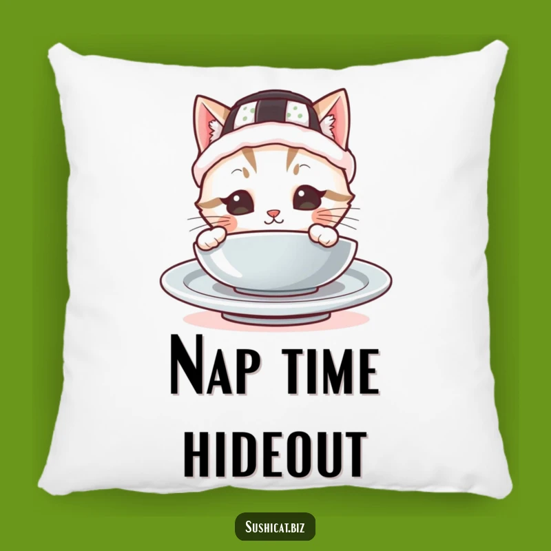Funny Sushi Hat Cat Pillow: Cozy Comfort with a Hidden Smile
