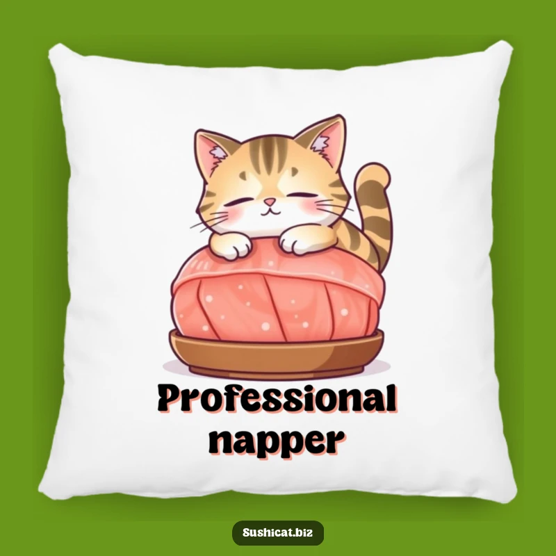 Funny Cat on Sashimi Pillow: Soft & Cozy Feline Relaxation Cushion