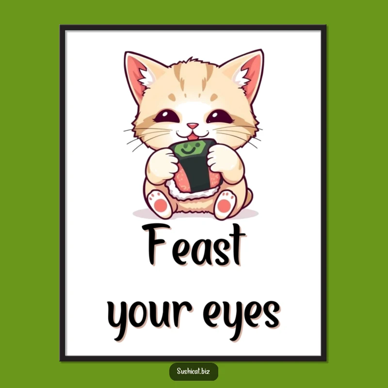 Funny Cat Sushi Digital Art - Playful Pet Printable, Instant Hilarious Gift