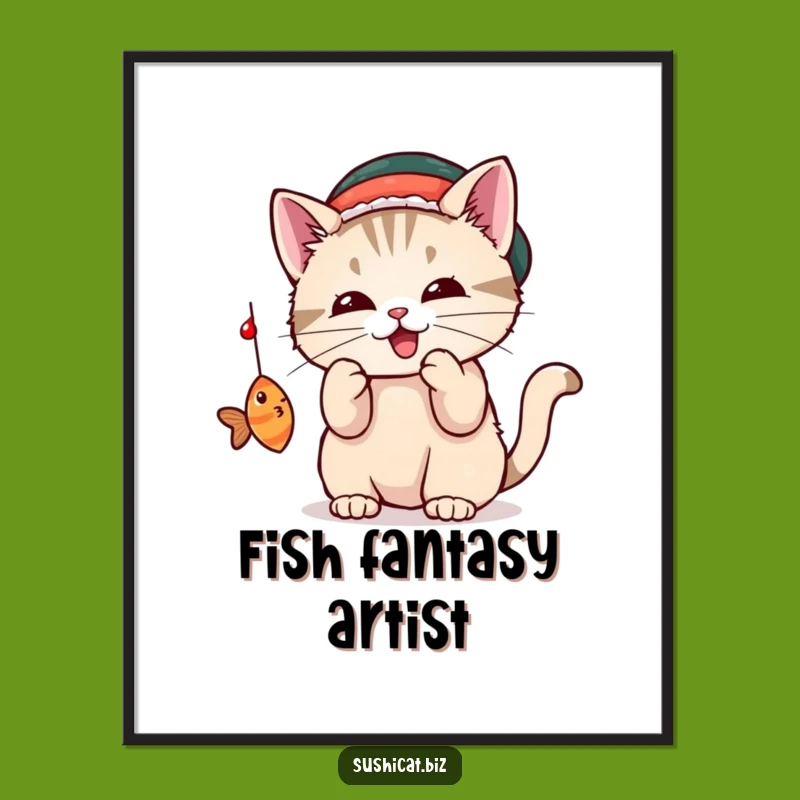 Funny Sushi Cat Digital Art - Instant Adorable Feline Decor