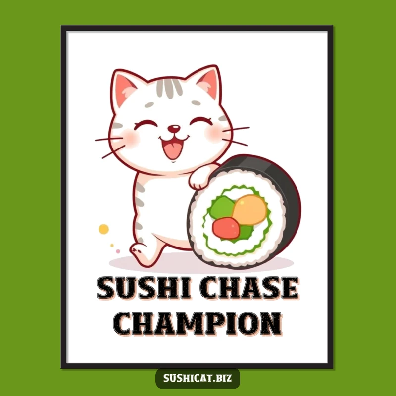 Funny Sushi Pattern Cat Digital Art: Instant Culinary Charm for Your Walls
