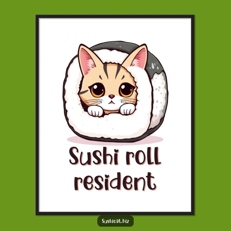 Funny Sushi Cat Digital Art - Instant Curious Feline Decor