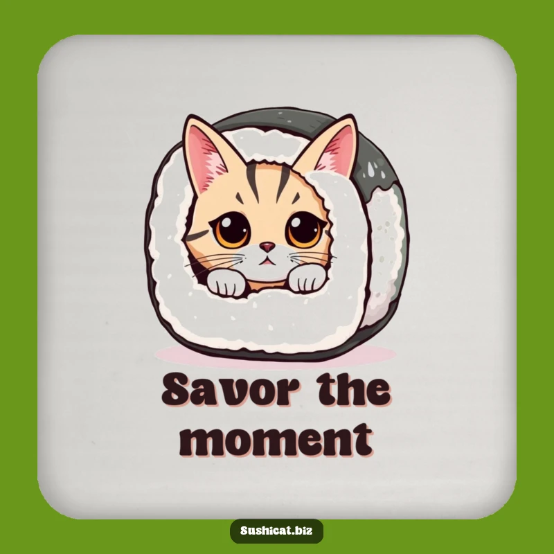 Funny Sushi Cat Coaster - Protect Surfaces with Curious Charm