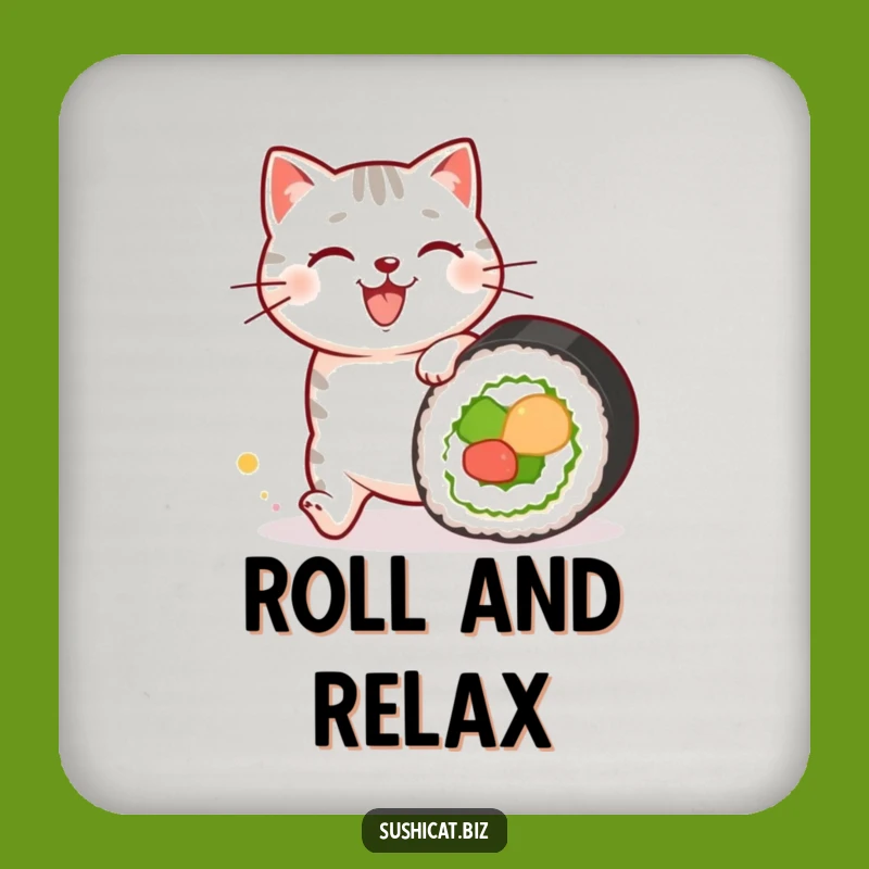 Funny Sushi Pattern Cat Drink Coaster: Protect Surfaces with Culinary Charm