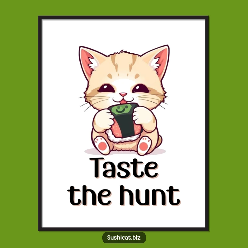 Funny Cat Sushi Poster - Playful Pet Art Print, Hilarious Wall Decor Gift