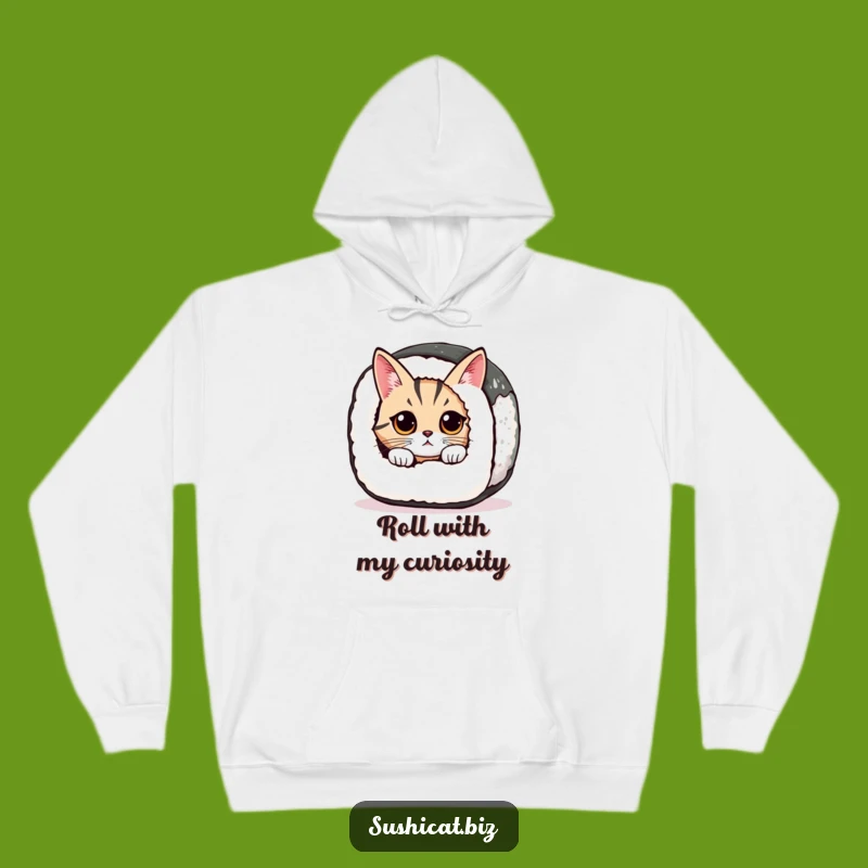 Funny Sushi Cat Hoodie - Cozy & Curious Feline Fun