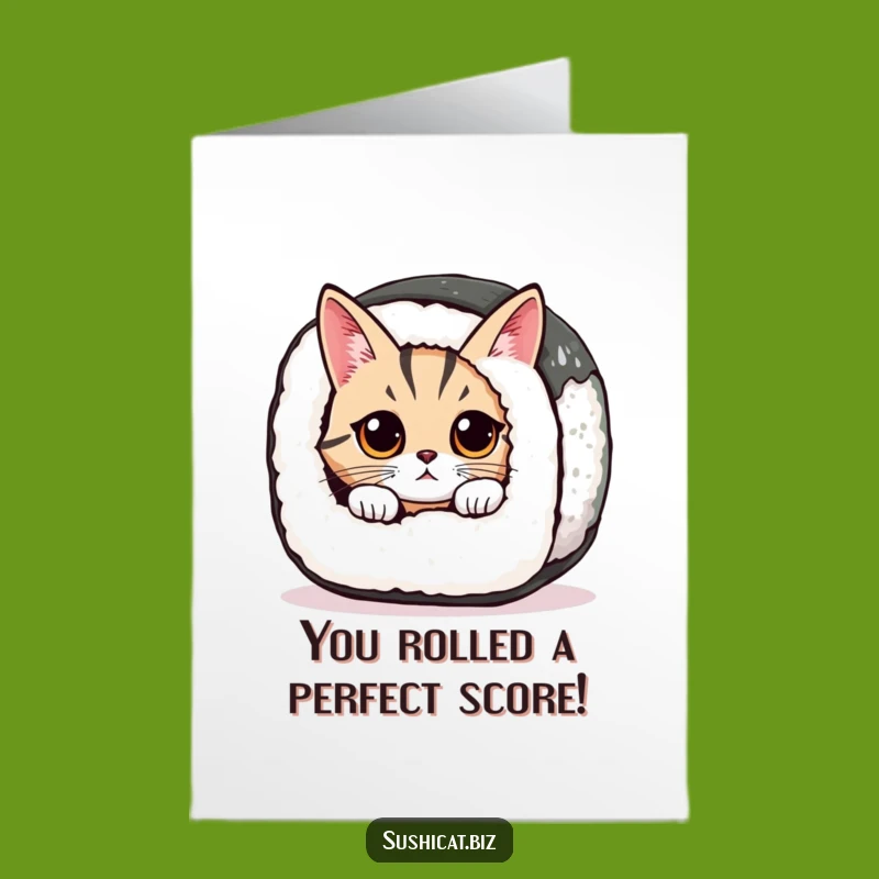 Free Printable Congrats Card: Cat Sushi Roll Funny Downloadable Gift