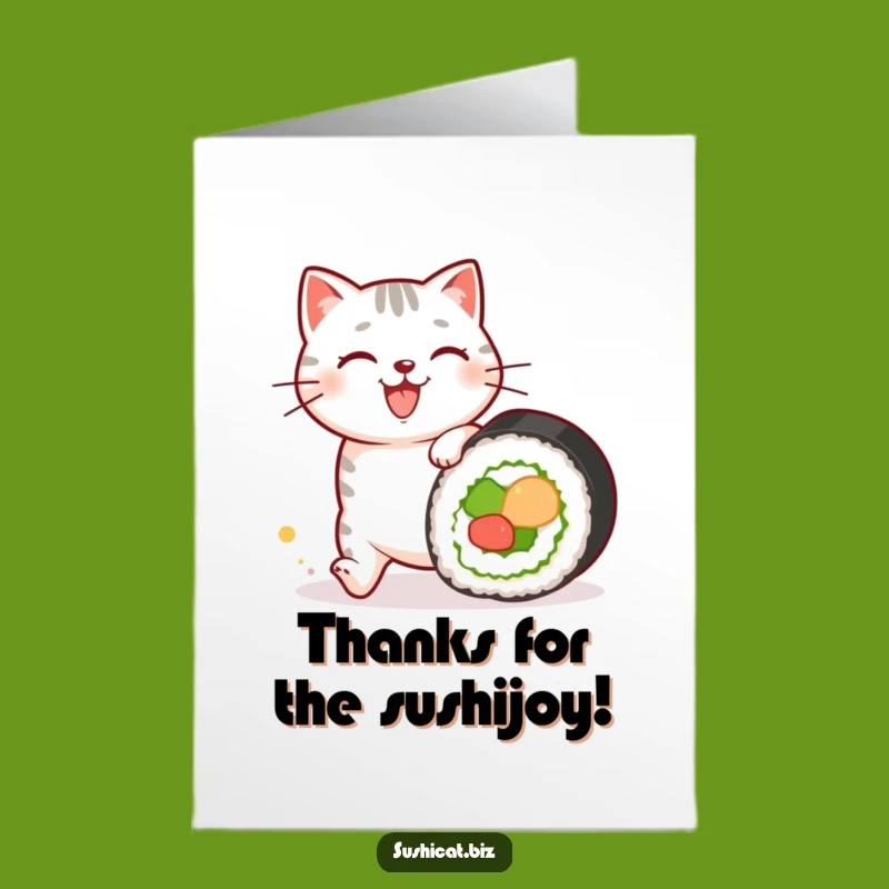 Free Printable Thank You Card: Sushi Cat Roll Pursuit - Funny Downloadable Appreciation