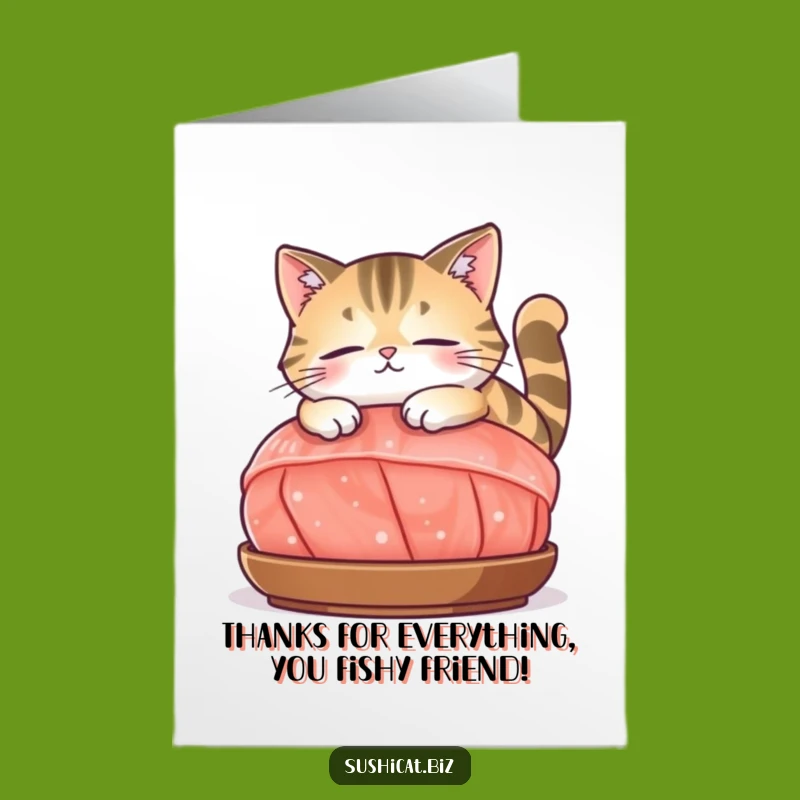 Hilarious Free Printable Cat Sashimi Thank You Card - Downloadable Feline Gratitude