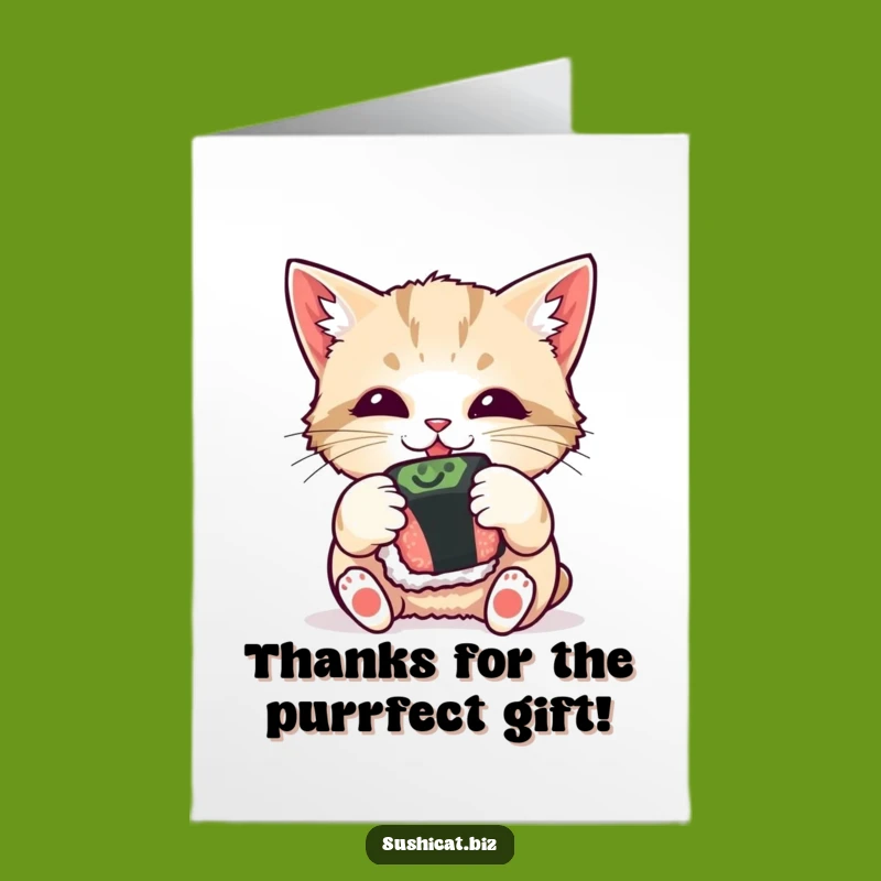 Thanks Free Printable Card: Cat & Sushi, Adorable Downloadable Gift