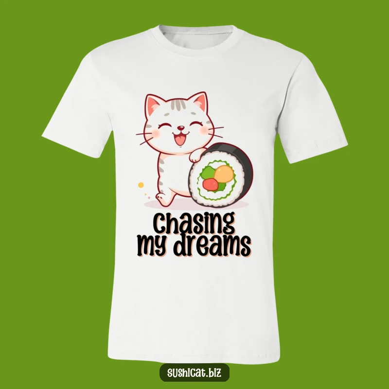 Funny Sushi Pattern Cat T-Shirt: Hilarious Gift for Foodie Felines