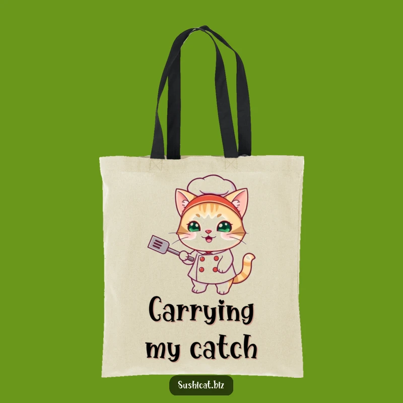 Funny Sushi Cat Chef Tote Bag: Reusable & Stylish for Foodie Fun