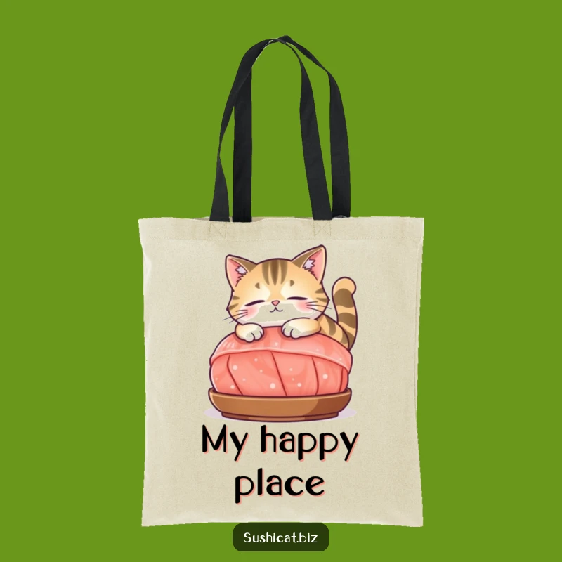 Funny Cat on Sashimi Tote Bag: Stylish & Humorous for Any Occasion